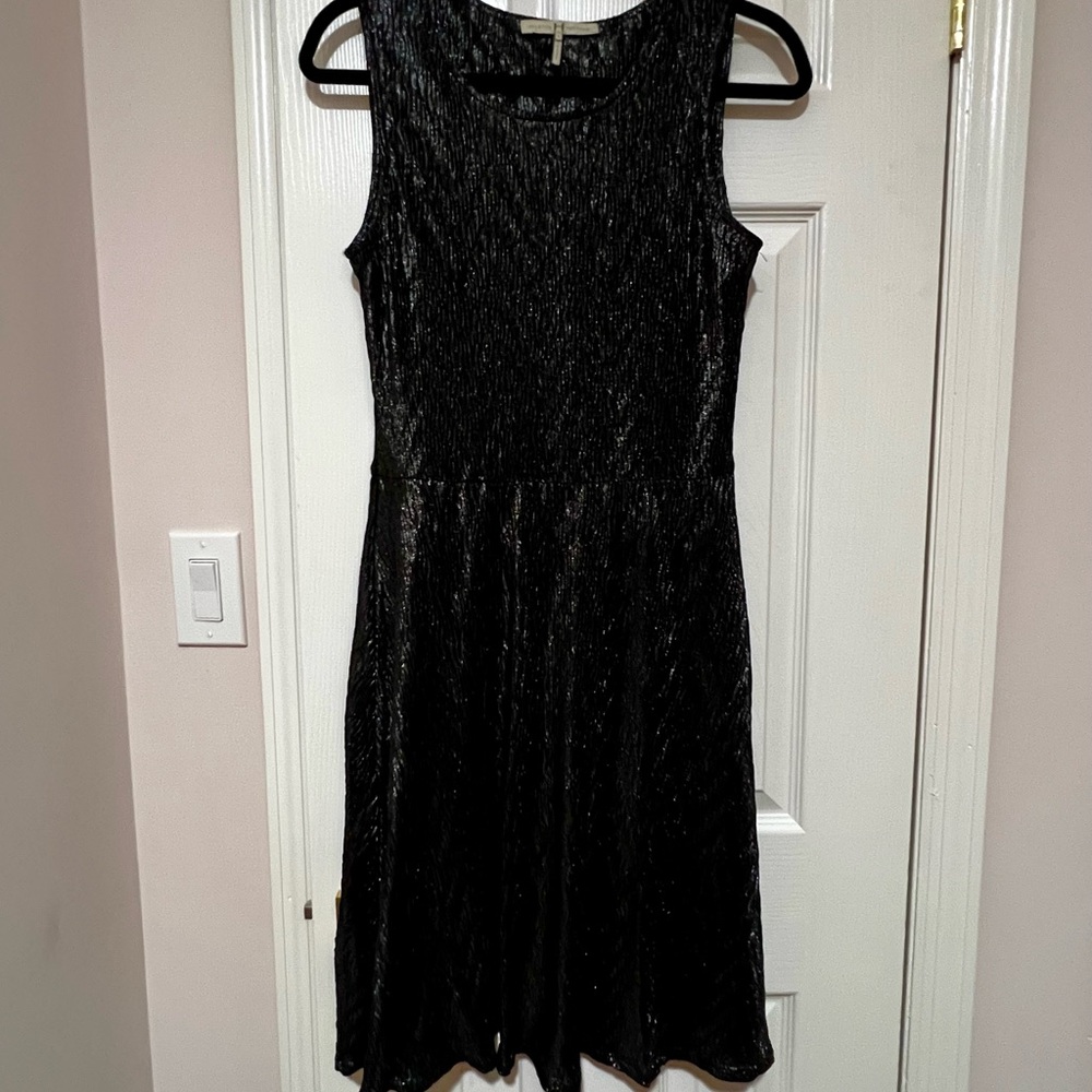 Halston Heritage Black Textured Midi Dress